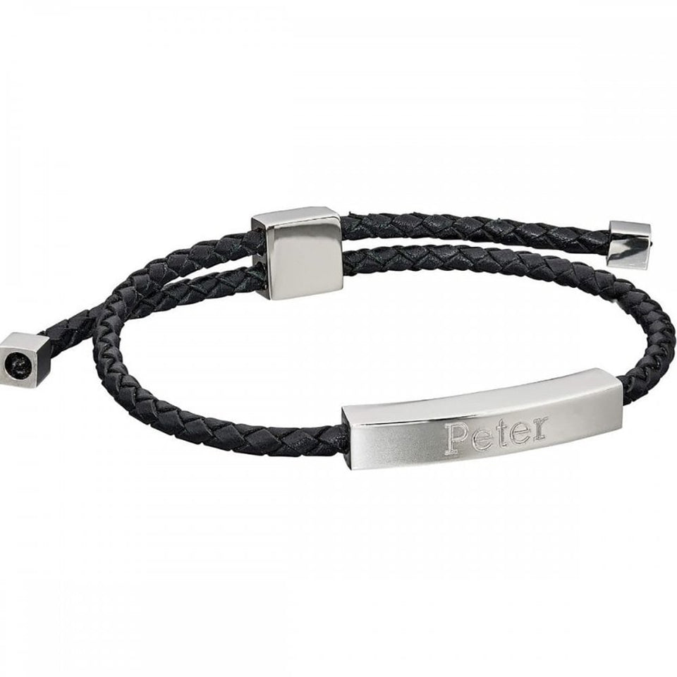 Fred Bennett 'Farther' Leather Engravable Bracelet