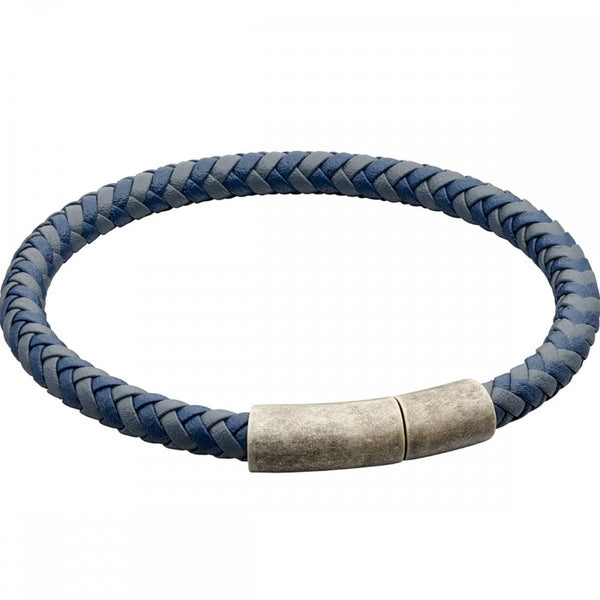 Fred Bennett Reborn Two Tone Navy Recycled Leather Bracelet