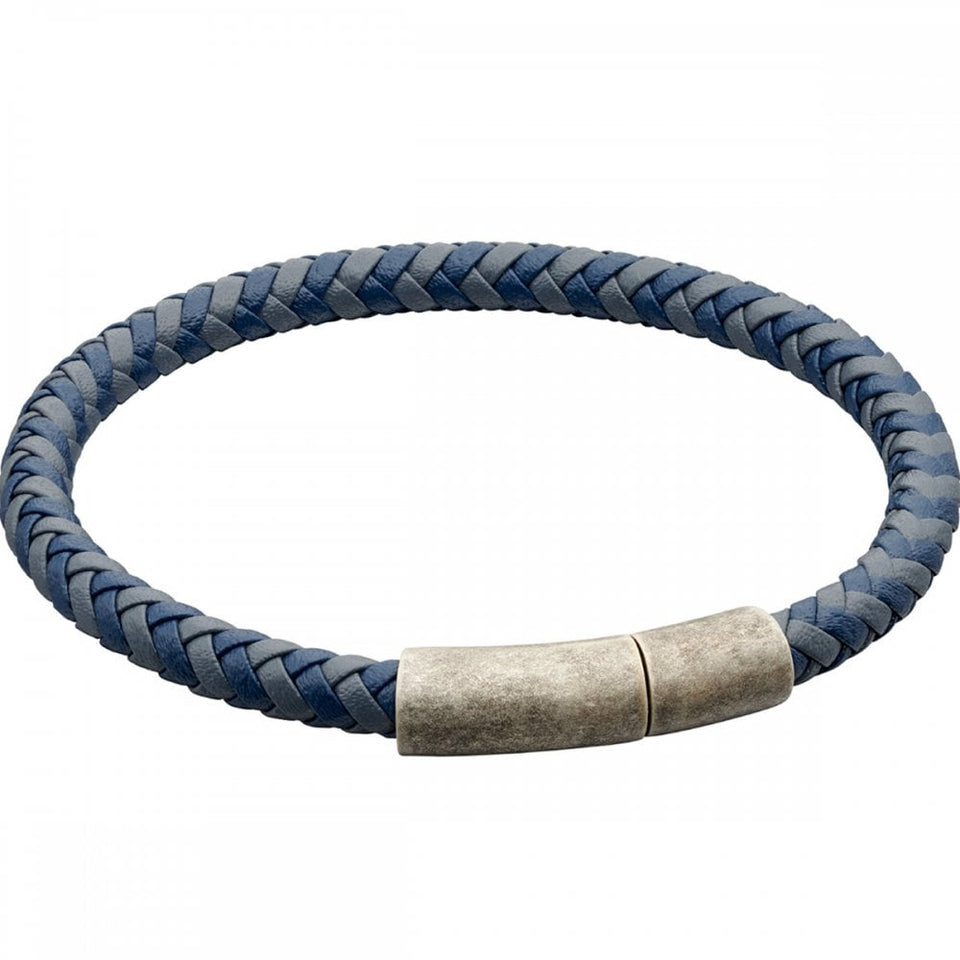 Fred Bennett Reborn Two Tone Navy Recycled Leather Bracelet