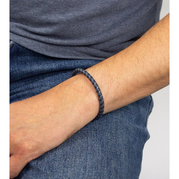 Fred Bennett Reborn Two Tone Navy Recycled Leather Bracelet
