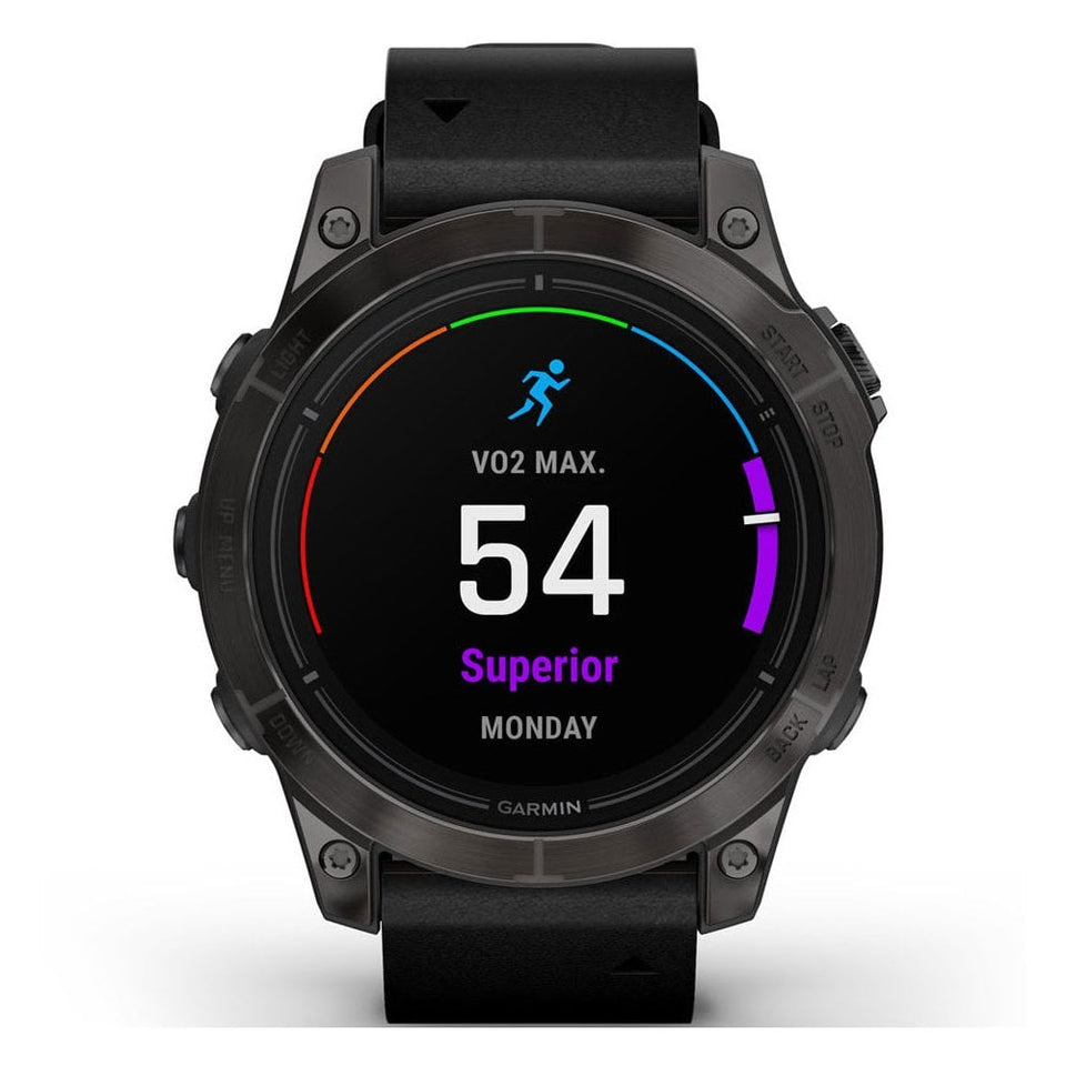 Garmin epix™ PRO (Gen 2) 47mm Carbon Grey DLC Titanium Smartwatch With Black Leather Band