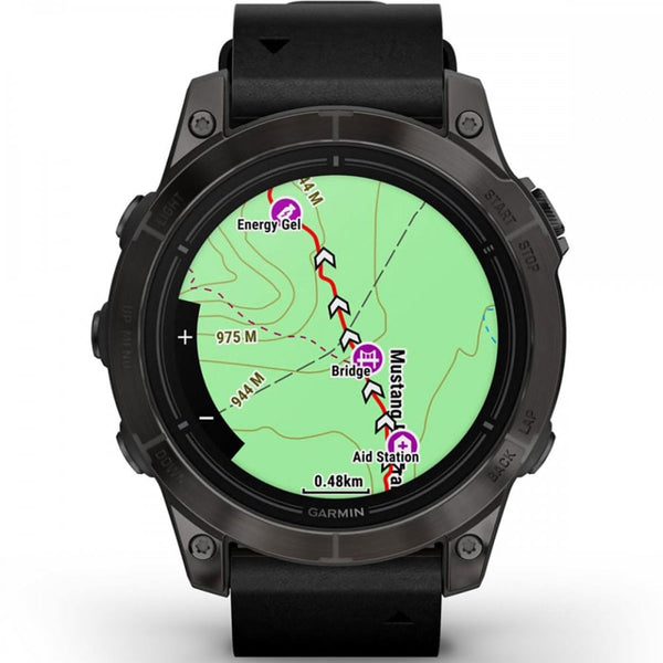 Garmin epix™ PRO (Gen 2) 47mm Carbon Grey DLC Titanium Smartwatch With Black Leather Band
