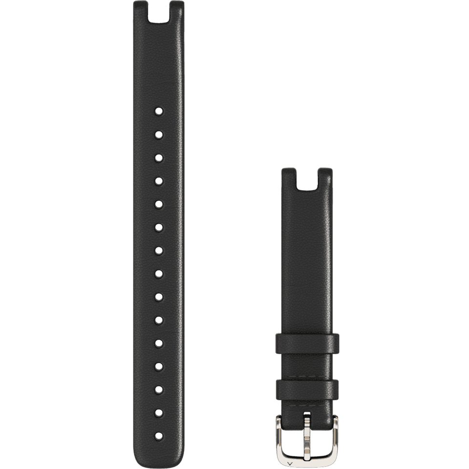 Garmin Lily® 14mm Black Italian Leather And Cream Gold Buckle Large Watch Strap