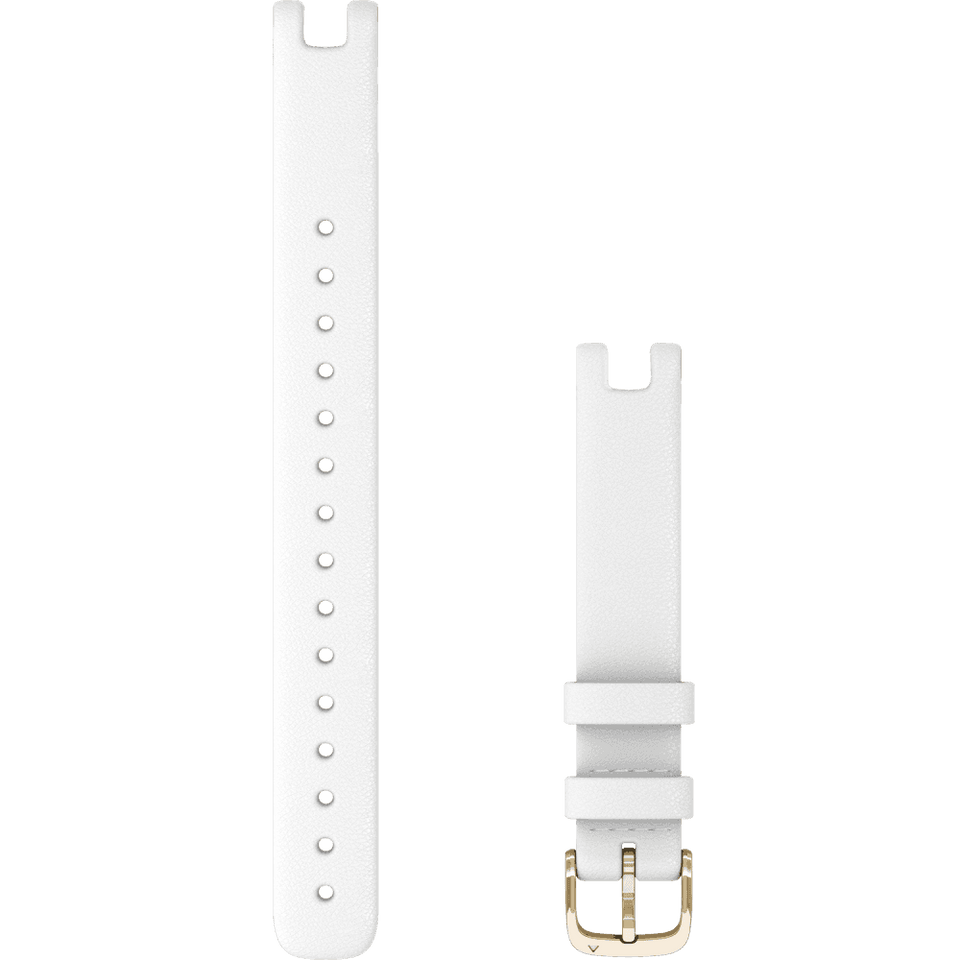 Garmin Lily® 14mm White Italian Leather And Cream Gold Buckle Large Watch Strap