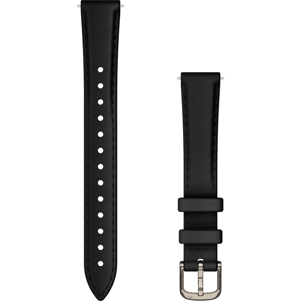 Garmin Lily® 2 14mm Black Leather And Cream Gold Buckle Watch Strap