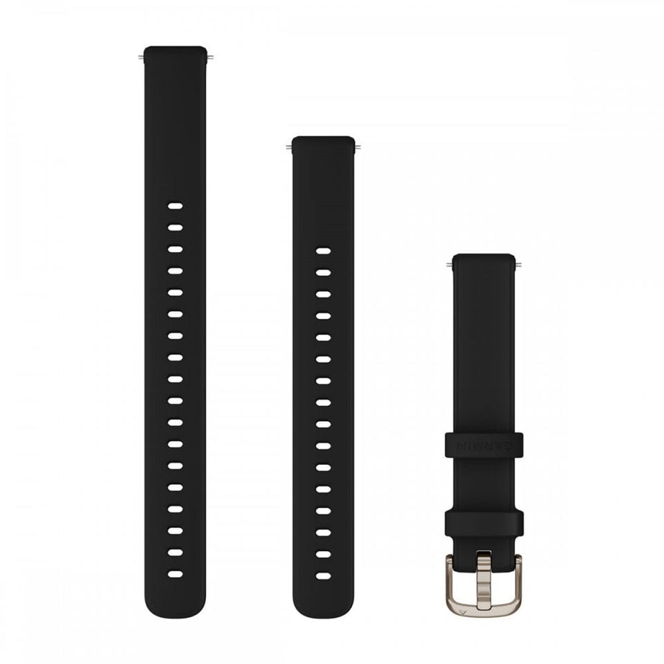 Garmin Lily® 2 14mm Black Silicone with Cream Gold Hardware Watch Strap