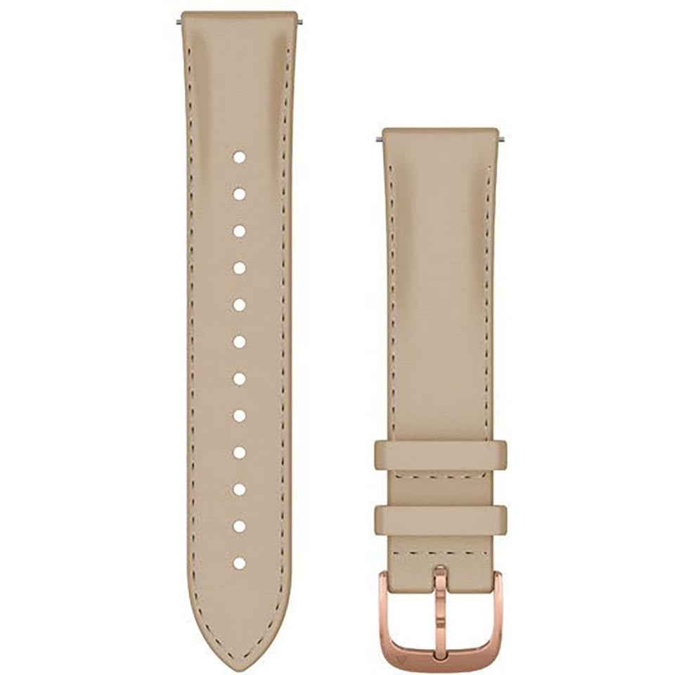 Garmin Quick Release 20mm Light Sand Italian Leather And 18K Rose Gold Pvd Buckle Watch Strap