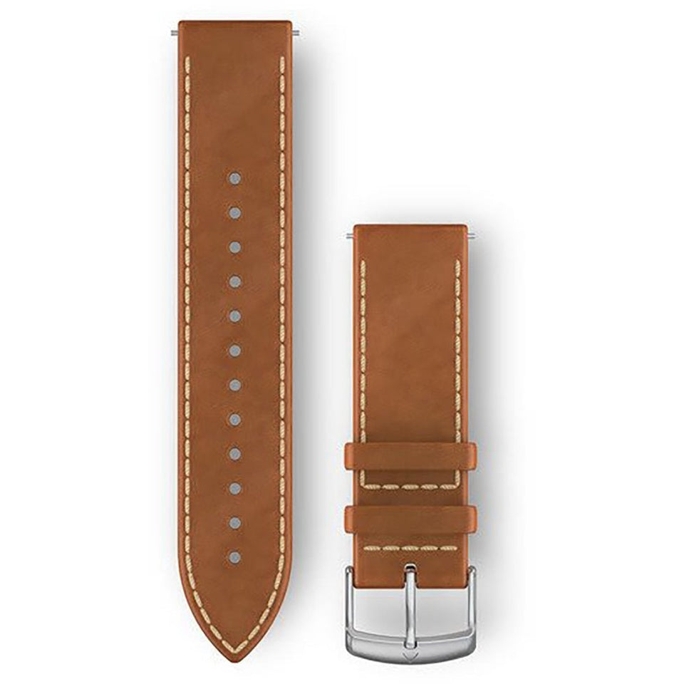 Garmin Quick Release 20mm Tan Italian Leather And Silver Buckle Watch Strap