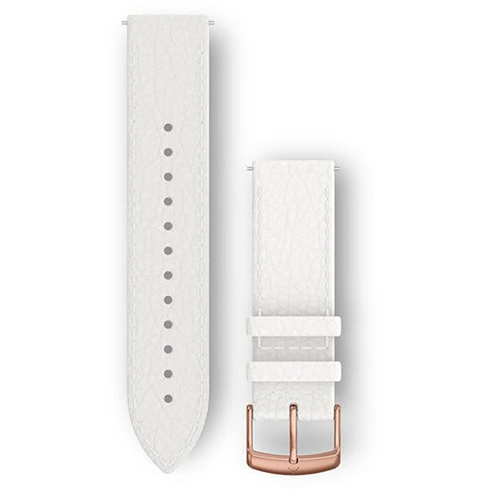 Garmin Quick Release 20mm White Italian Leather And 18K Rose Gold Pvd Buckle Watch Strap
