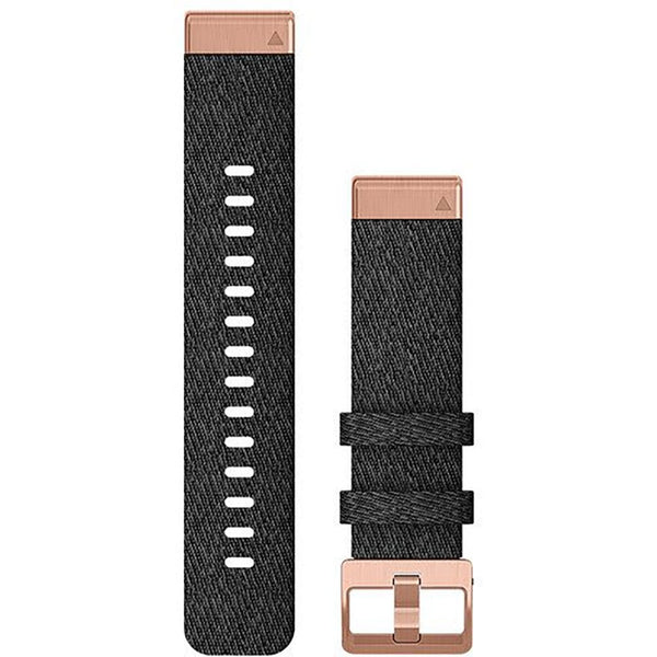 Garmin QuickFit® 20mm Heathered Black Nylon with Rose Gold Hardware Watch Strap