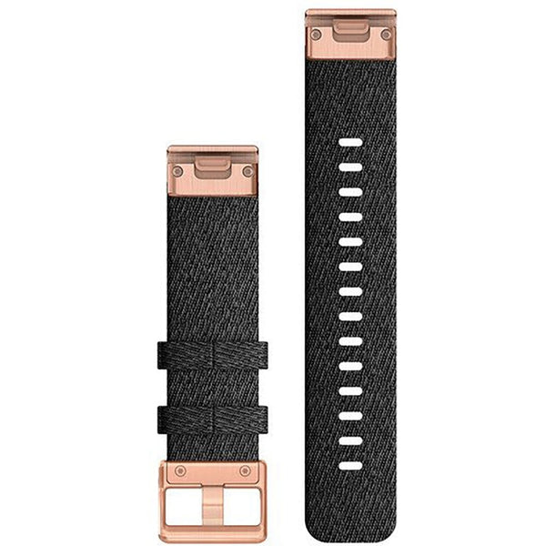 Garmin QuickFit® 20mm Heathered Black Nylon with Rose Gold Hardware Watch Strap