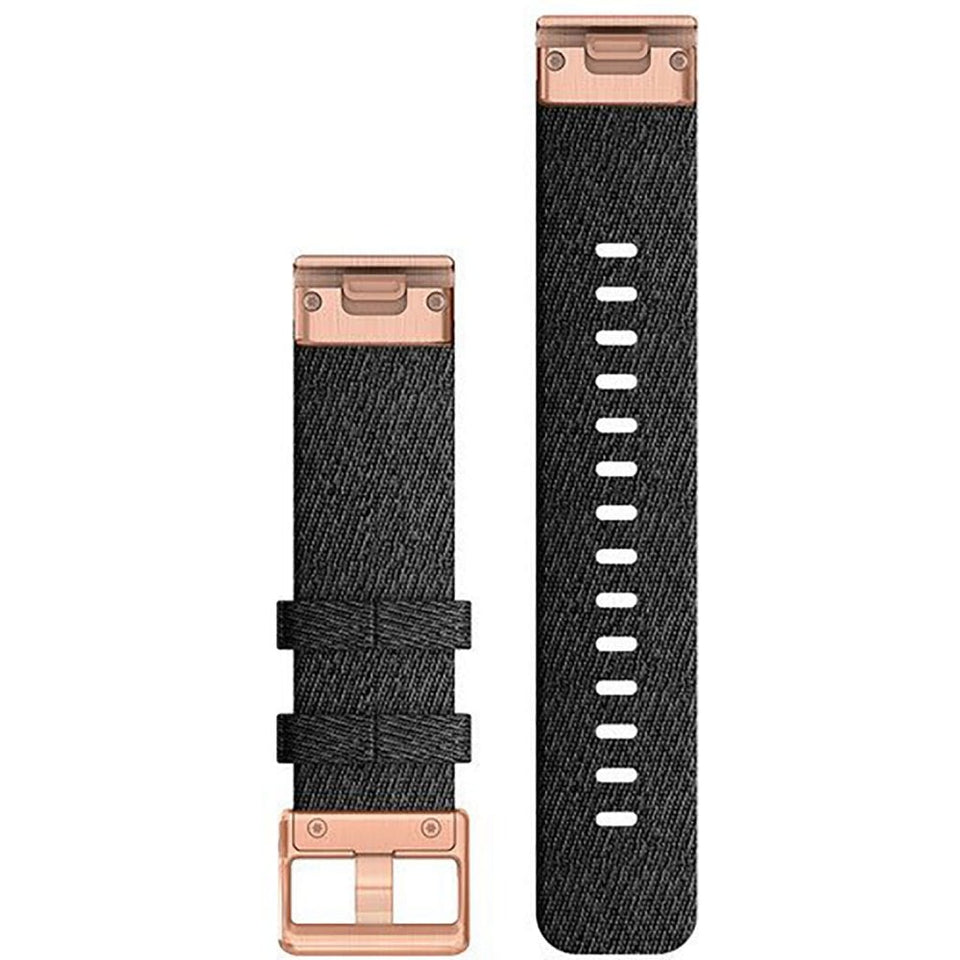 Garmin QuickFit® 20mm Heathered Black Nylon with Rose Gold Hardware Watch Strap