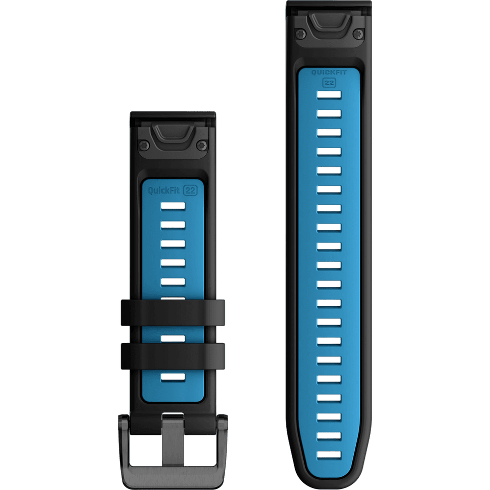 Garmin Quickfit 22mm Black/Cirrus Blue Silicone Watch Strap