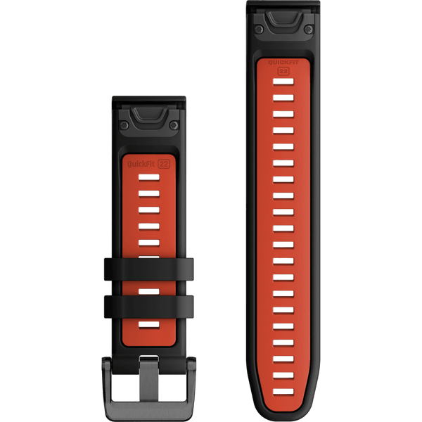 Garmin Quickfit 22mm Black/Flame Red Silicone Watch Strap
