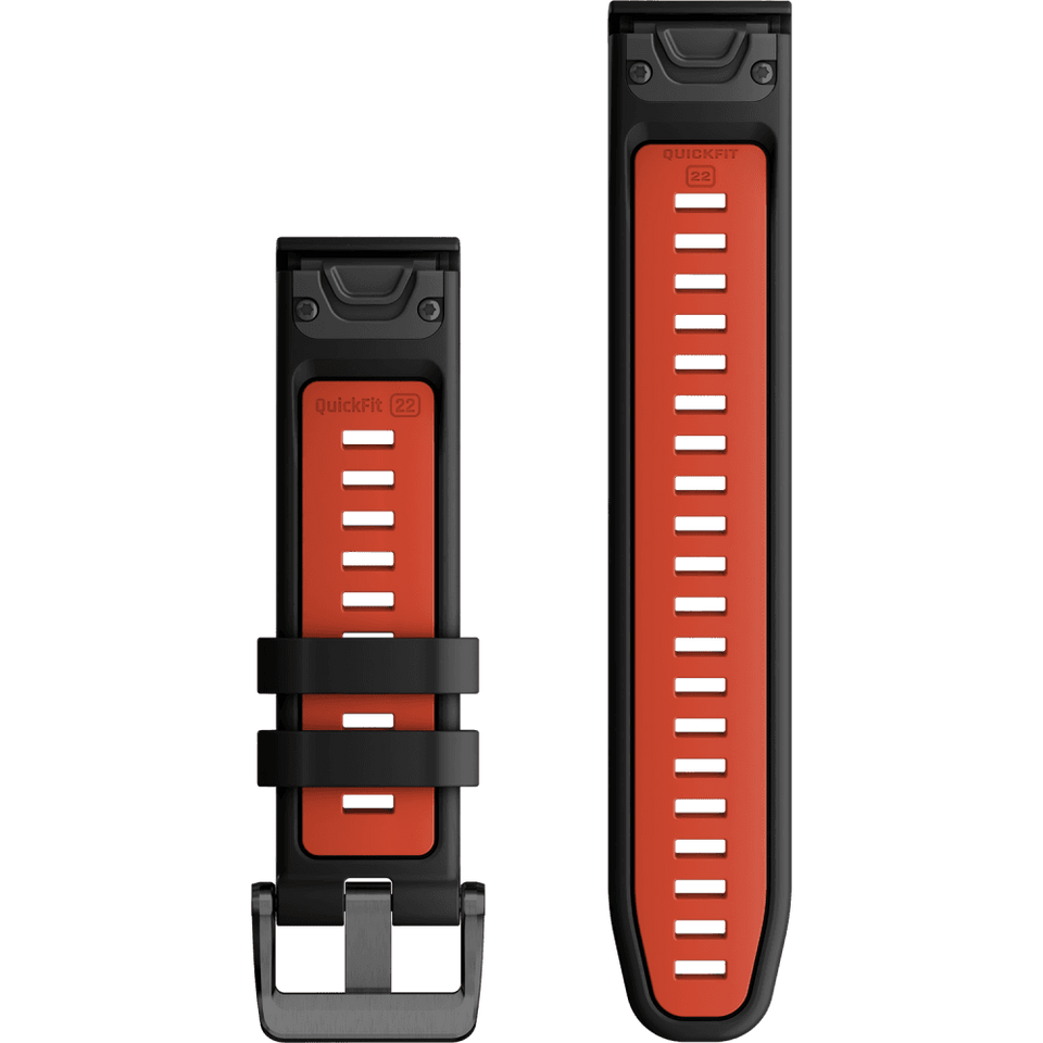 Garmin Quickfit 22mm Black/Flame Red Silicone Watch Strap