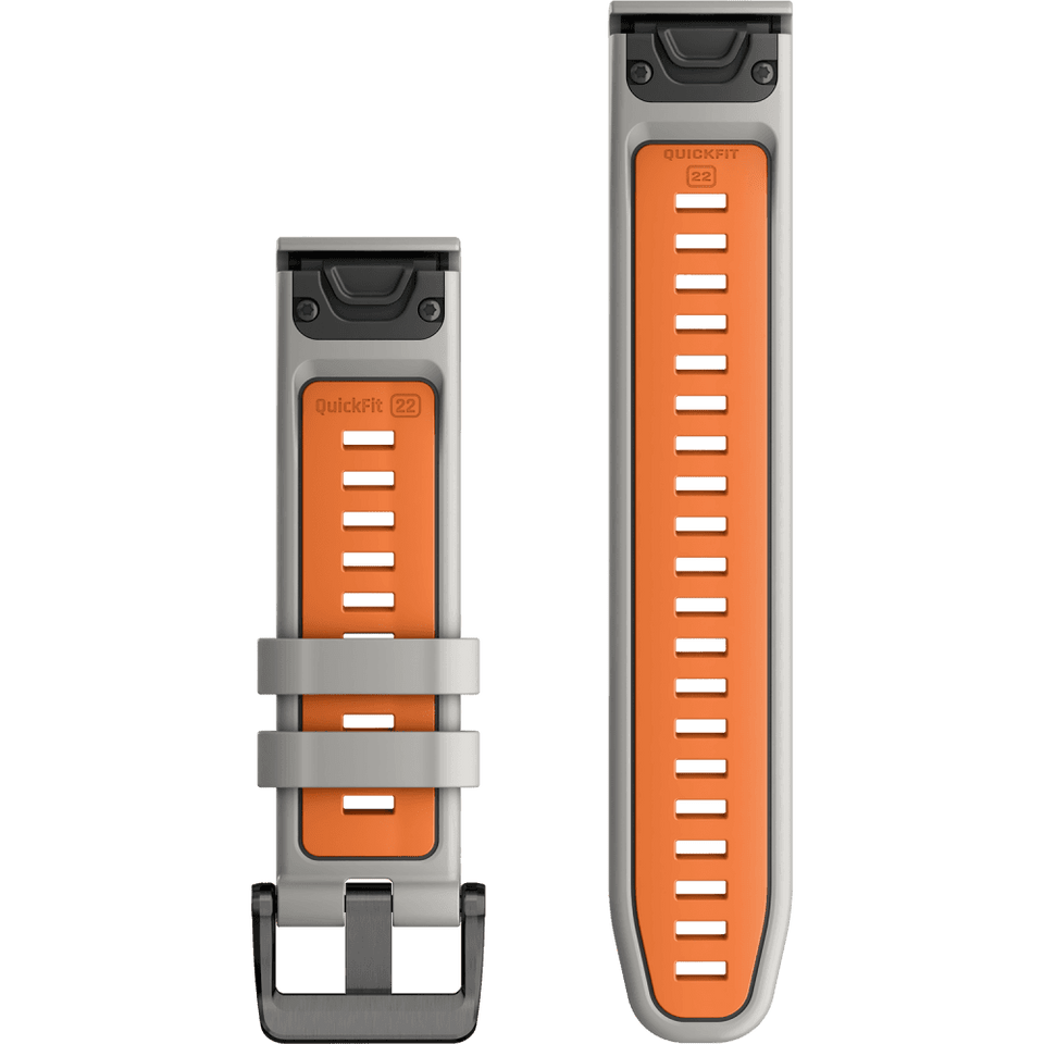 Garmin Quickfit 22mm Fog Grey/Ember Orange Silicone Watch Strap