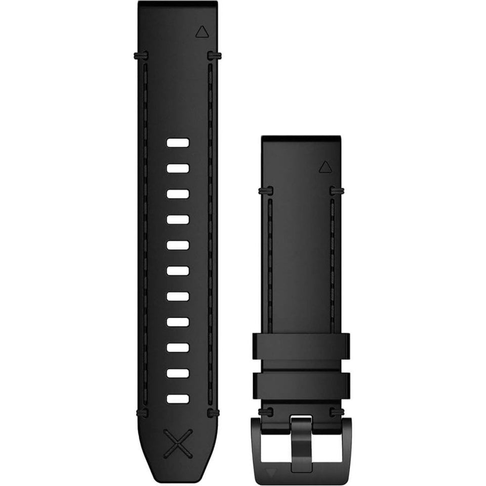 Garmin Quickfit® 22mm Genuine Horween® Leather Strap Black Watch Strap