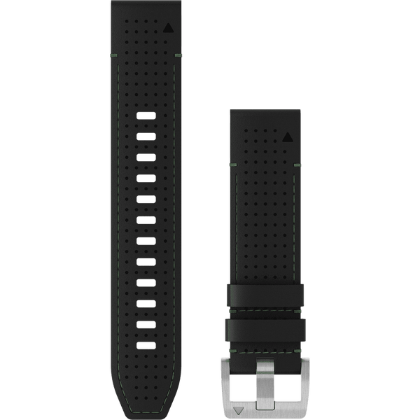Garmin Quickfit® 22mm Leather/Fkm Hybrid Strap Black/Green Watch Strap