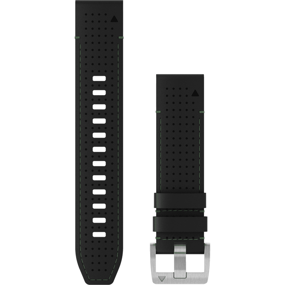 Garmin Quickfit® 22mm Leather/Fkm Hybrid Strap Black/Green Watch Strap
