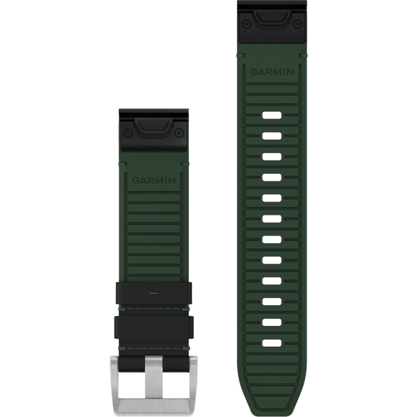 Garmin Quickfit® 22mm Leather/Fkm Hybrid Strap Black/Green Watch Strap