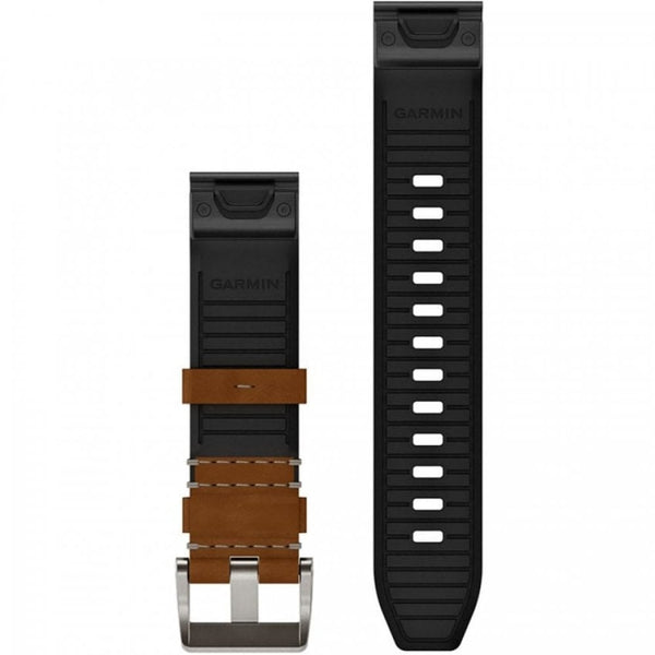 Garmin Quickfit® 22mm Leather/Fkm Hybrid Strap Brown/Black Watch Strap