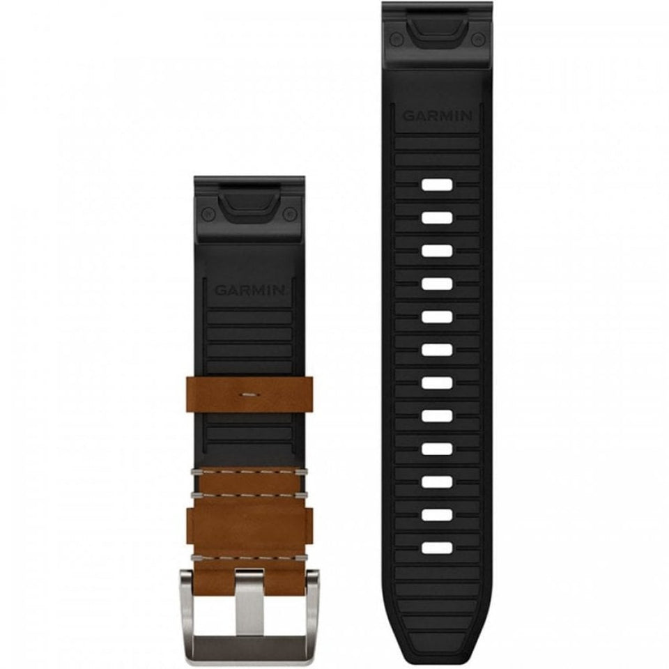 Garmin Quickfit® 22mm Leather/Fkm Hybrid Strap Brown/Black Watch Strap