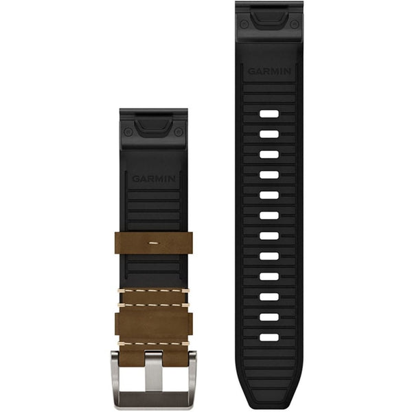Garmin Quickfit® 22mm Leather/Fkm Hybrid Strap Tundra/Black Watch Strap
