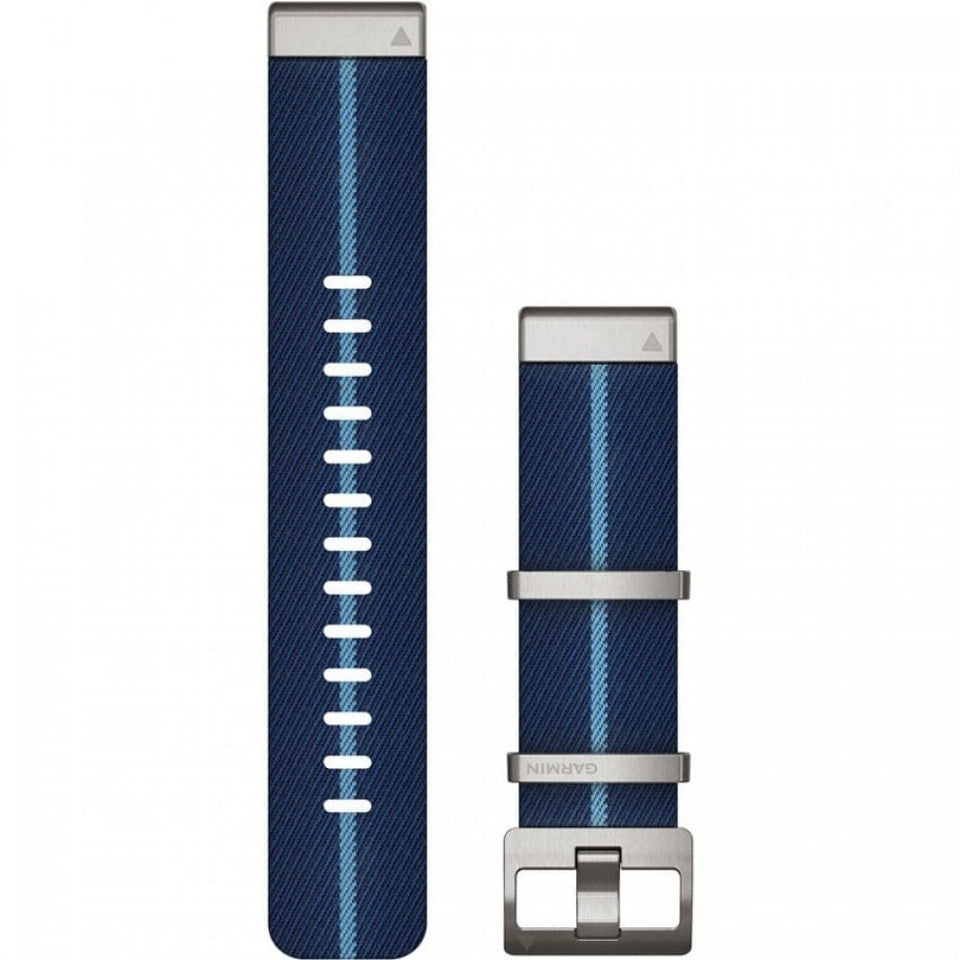 Garmin Quickfit® 22mm Striped Jacquar-Weave Nylon Strap Indigo Watch Strap