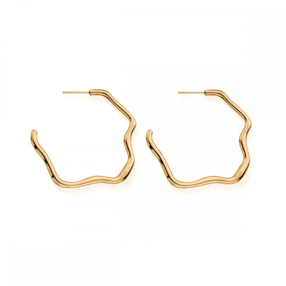 ChloBo Ladies Gold Plated Dancing Waves Large Earring Hoops