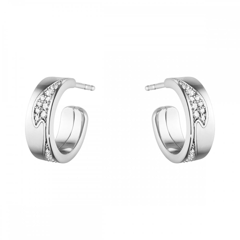 Georg Jensen 18ct Gold Diamond Small Fusion Ear Hoops