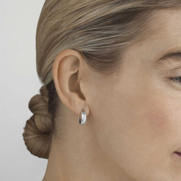 Georg Jensen 18ct Gold Diamond Small Fusion Ear Hoops