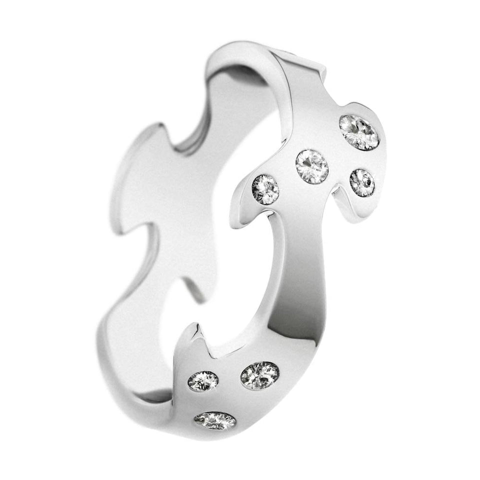 Georg Jensen Fusion 18ct White Gold Centre Ring with Diamonds