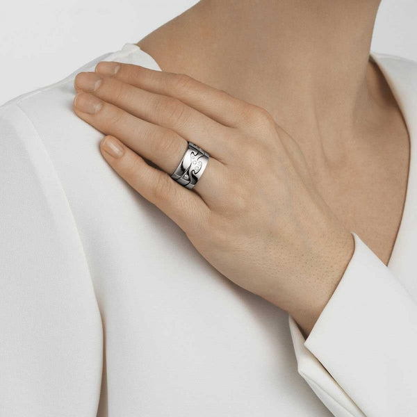 Georg Jensen Fusion 18ct White Gold Centre Ring with Diamonds