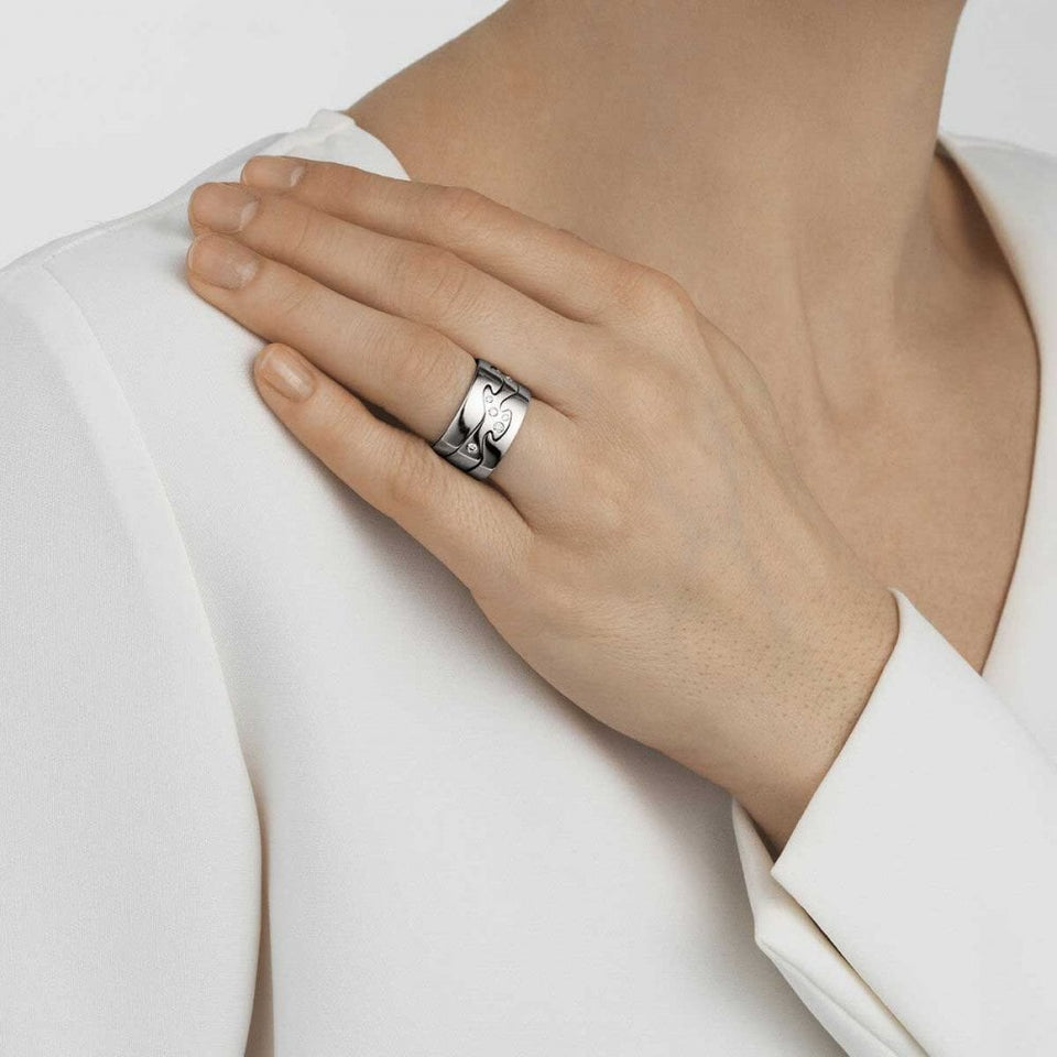 Georg Jensen Fusion 18ct White Gold Centre Ring with Diamonds