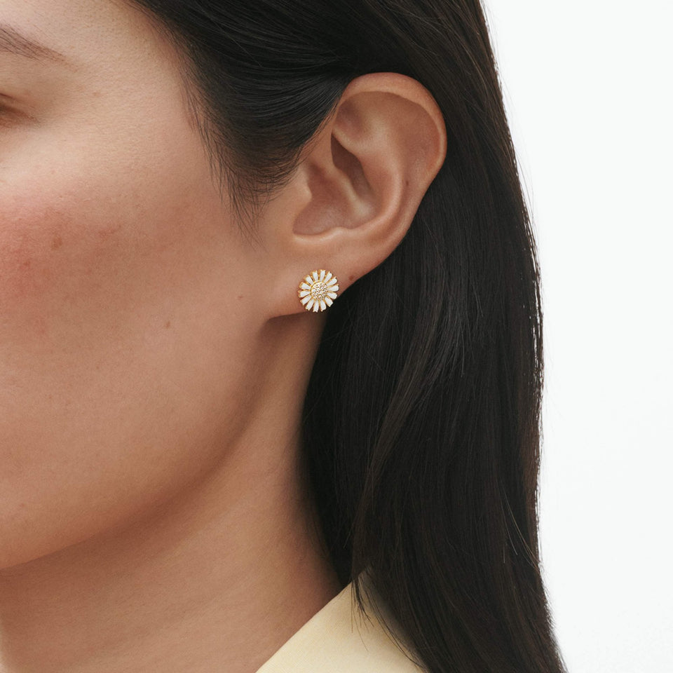 Georg Jensen Ladies 18ct Gold Plated Large Diamond Set Daisy Earrings
