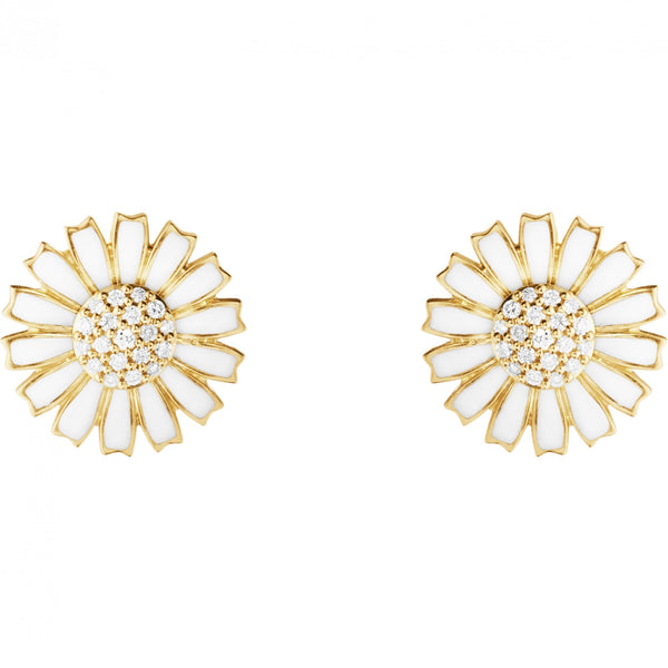 Georg Jensen Ladies 18ct Gold Plated Large Diamond Set Daisy Earrings