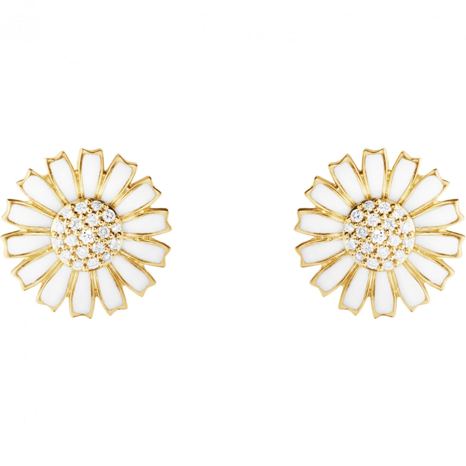 Georg Jensen Ladies 18ct Gold Plated Large Diamond Set Daisy Earrings