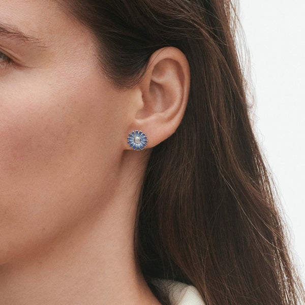 Georg Jensen Ladies Blue Enamel Daisy Earring Studs