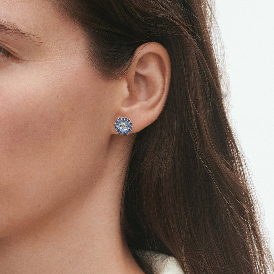 Georg Jensen Ladies Blue Enamel Daisy Earring Studs