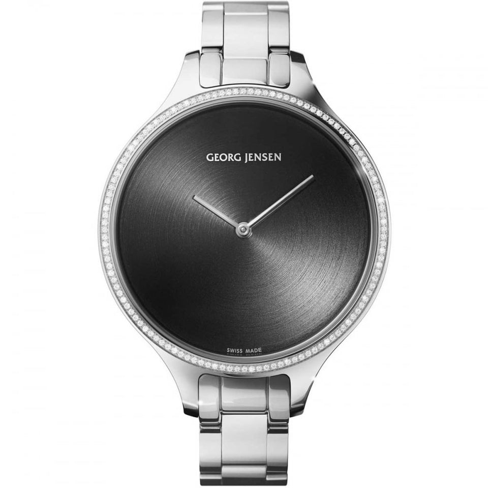 Georg Jensen Ladies Concave 39mm Diamond Bezel Watch