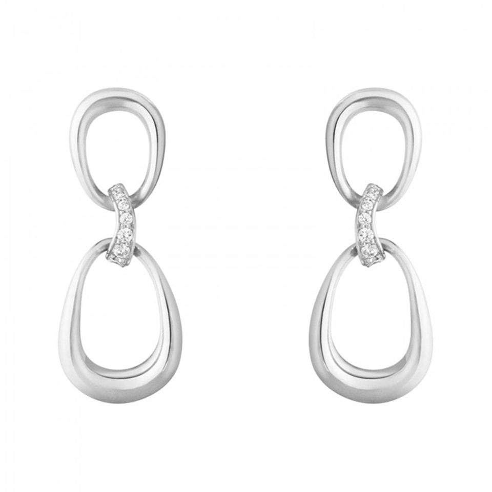 Georg Jensen Ladies Diamond Set Offspring Drop Earrings