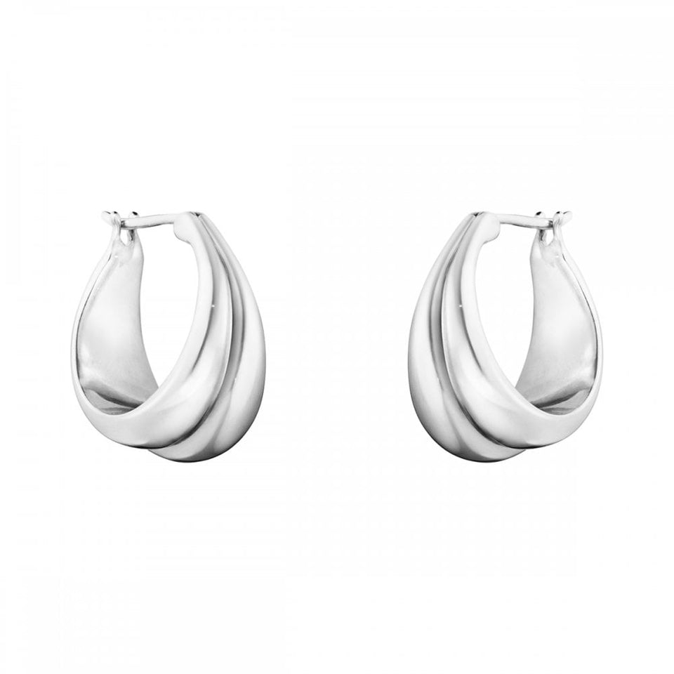 Georg Jensen Ladies Medium Silver Curve Earrings