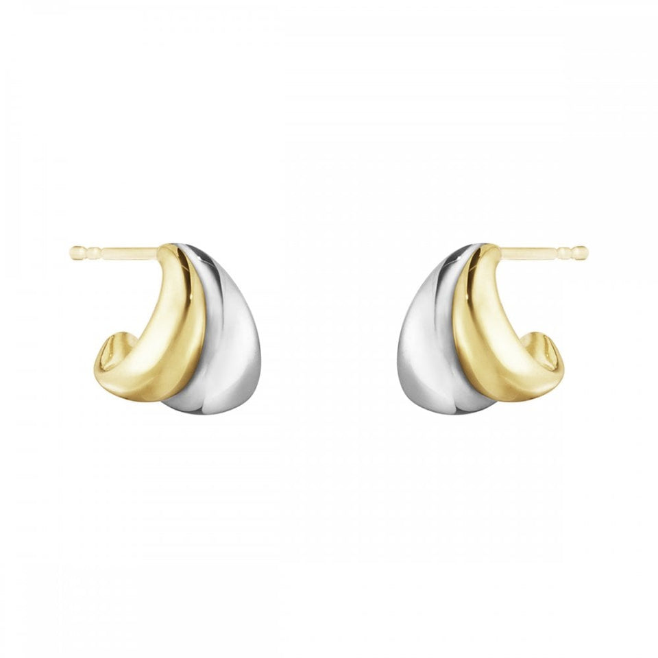 Georg Jensen Ladies Silver & 18ct Gold Curve Earrings