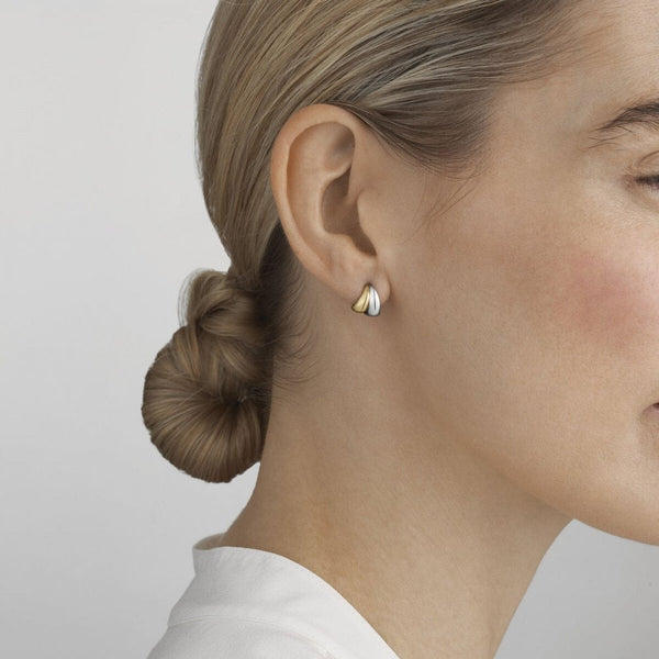 Georg Jensen Ladies Silver & 18ct Gold Curve Earrings