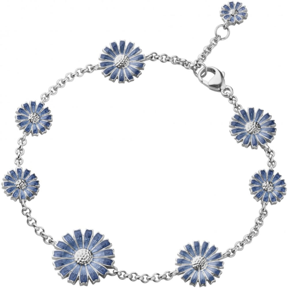 Georg Jensen Ladies Silver Blue Enamel Daisy Chain Bracelet