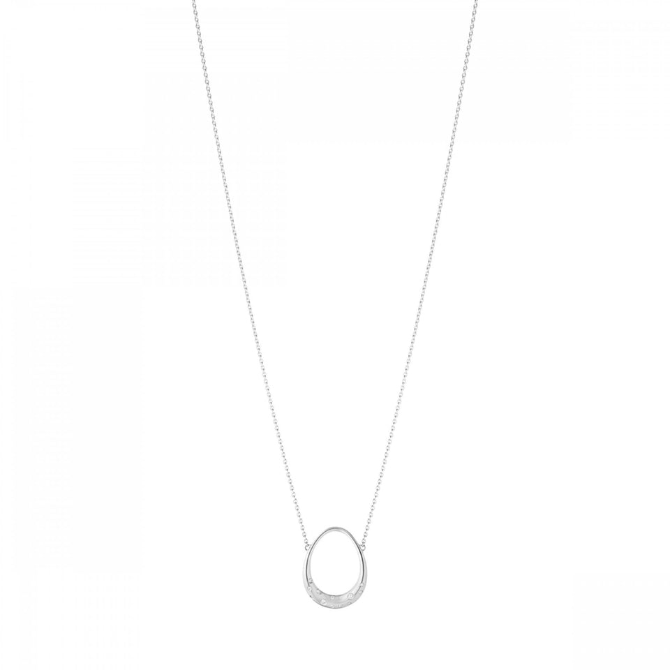 Georg Jensen Ladies Silver Diamond Set Offspring Necklace