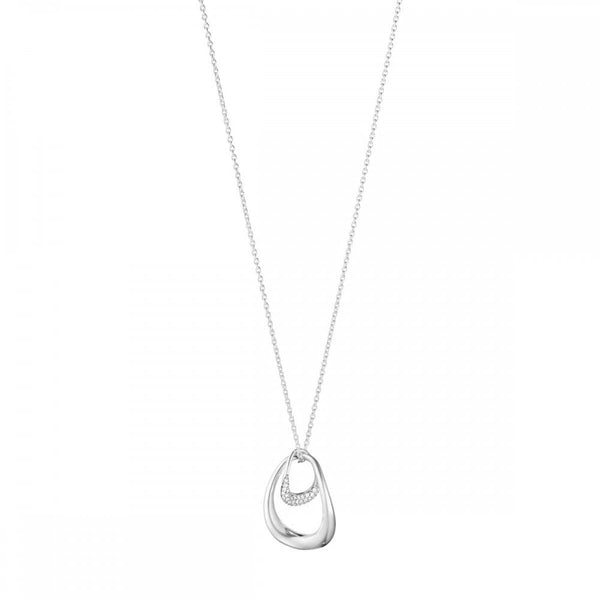 Georg Jensen Large Silver Diamond Offspring Necklace