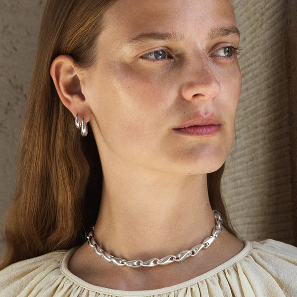 Georg Jensen Large Silver Reflect Earring Hoops