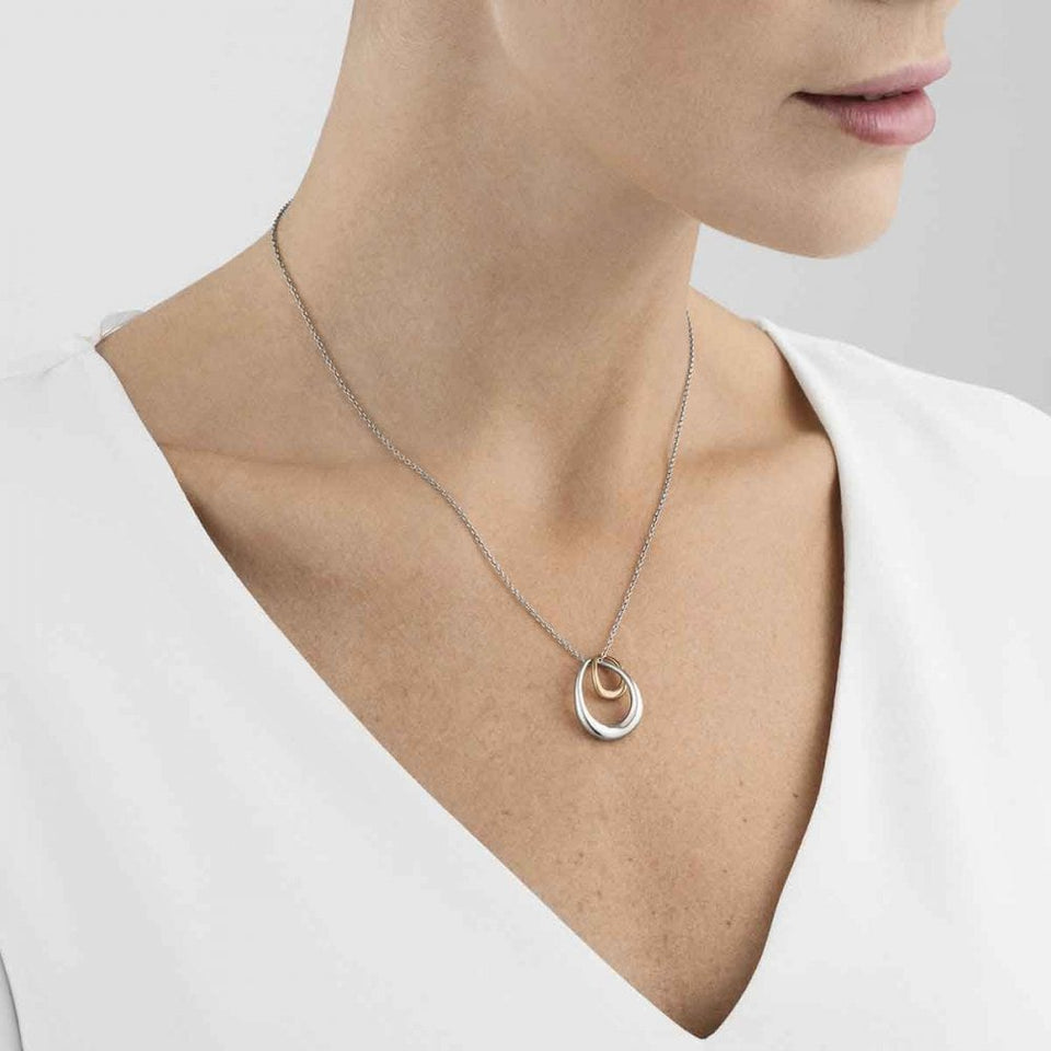 Georg Jensen Silver and 18ct Rose Gold Offspring Necklace