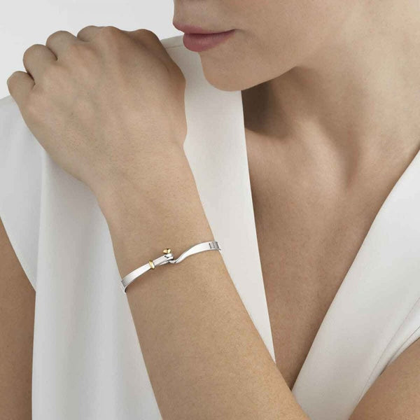 Georg Jensen Silver and 18ct Yellow Gold Torun Bangle